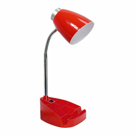 CREEKWOOD HOME 18.5-in. Flexible Gooseneck Organizer Desk Lamp with Phone/iPad/Tablet Stand, Red CWD-1001-RE